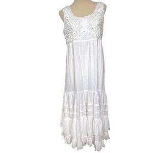 ANTEA womens maxi dress white cotton chest 40" beutiful condition